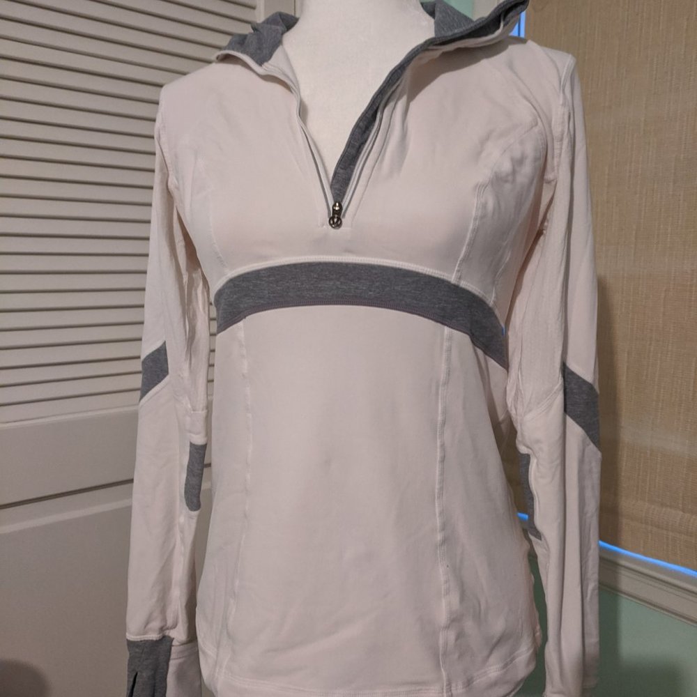 White and Gray lululemon athletica 3/4 zip